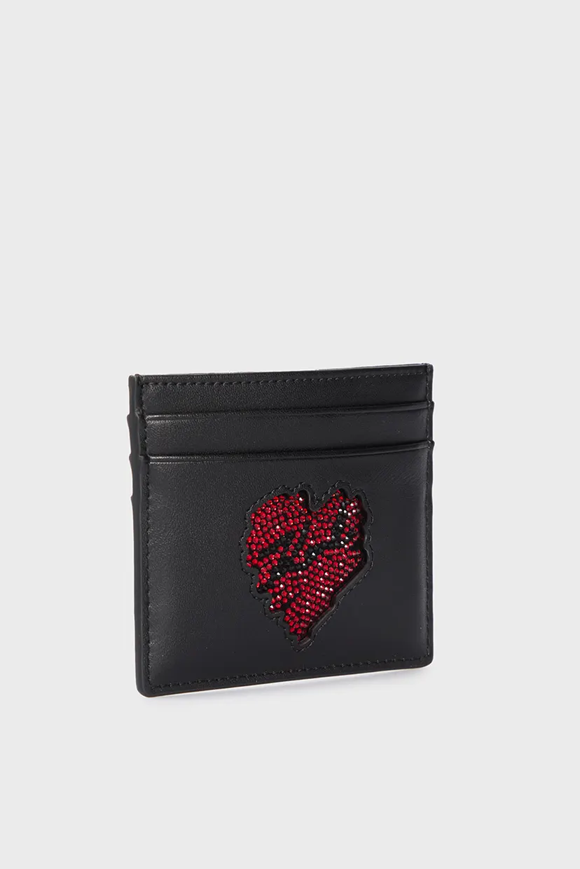 Женский черный набор аксессуаров (кардхолдер, брелок) K/HEARTS CH+KEYCHAIN GP 3