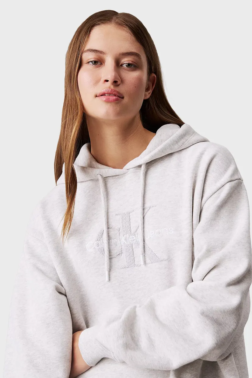 Женское светло-серое платье CHENILLE MONOLOGO HOODIE DRESS 4
