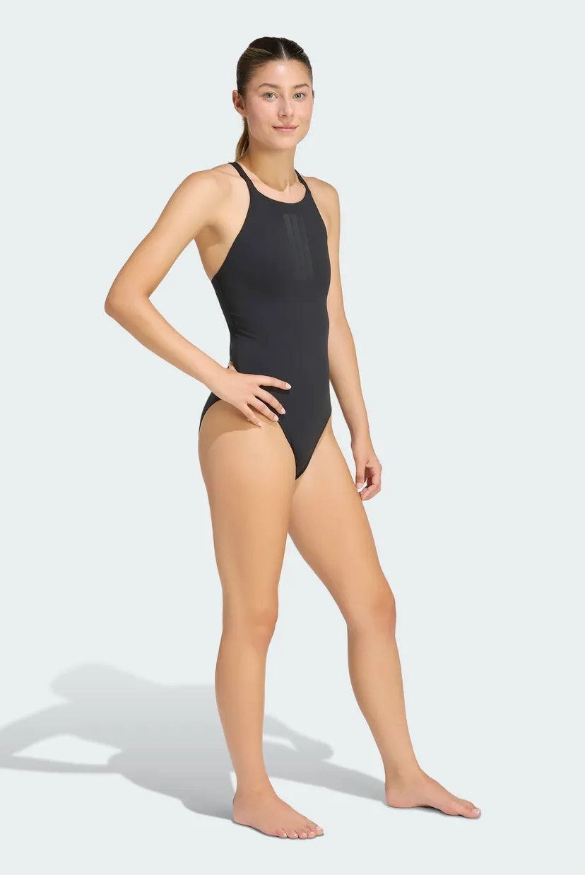Женский черный купальник 3-STRIPES HIGH NECK 2-WAY STRAPS