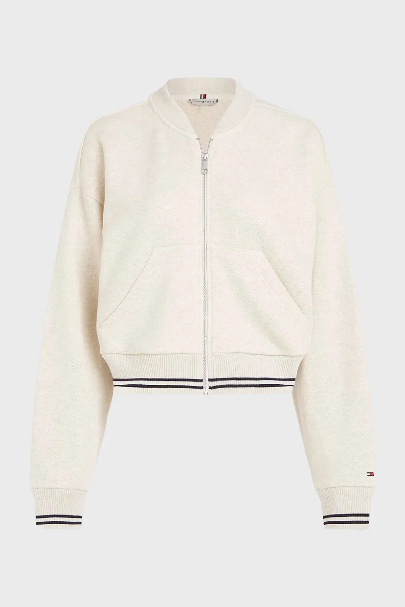 Жіноча бежева спортивна кофта CROP VARSITY ZIPUP 6