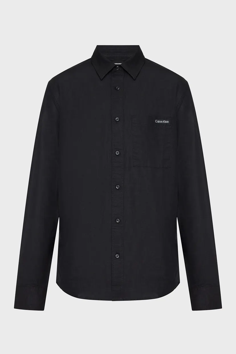 Чоловіча чорна лляна сорочка LINEN COTTON SHIRT 6