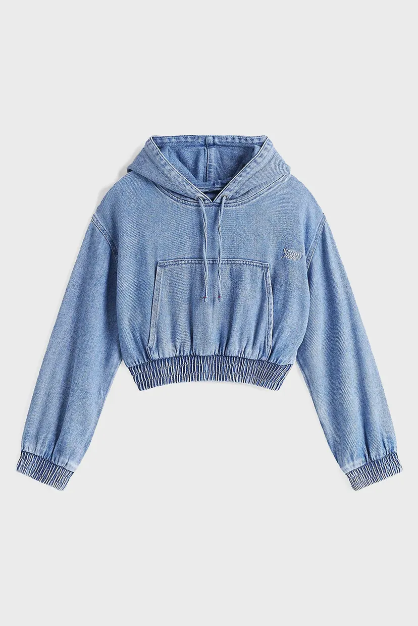 Женское голубое джинсовое худи TJW DENIM CROPPED HOODIE 5