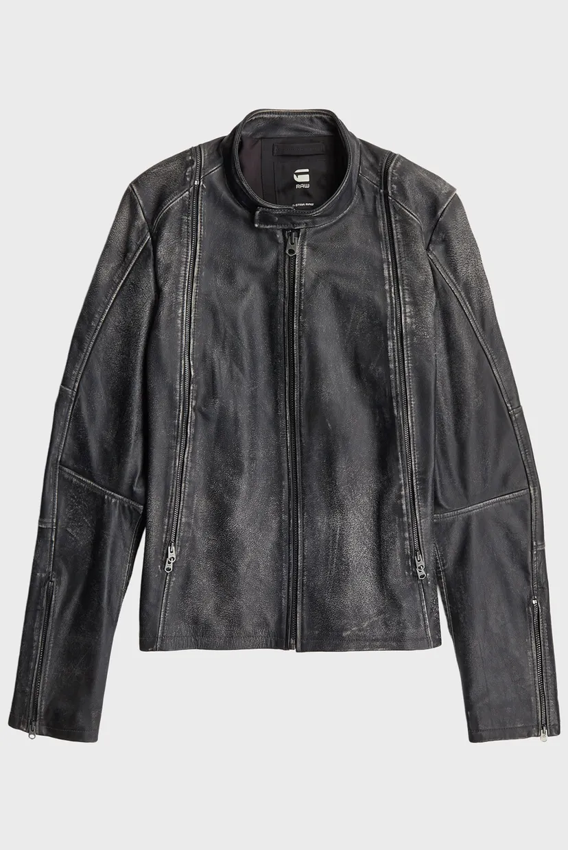 Чоловіча темно-сіра шкіряна куртка Leather Blouson 7