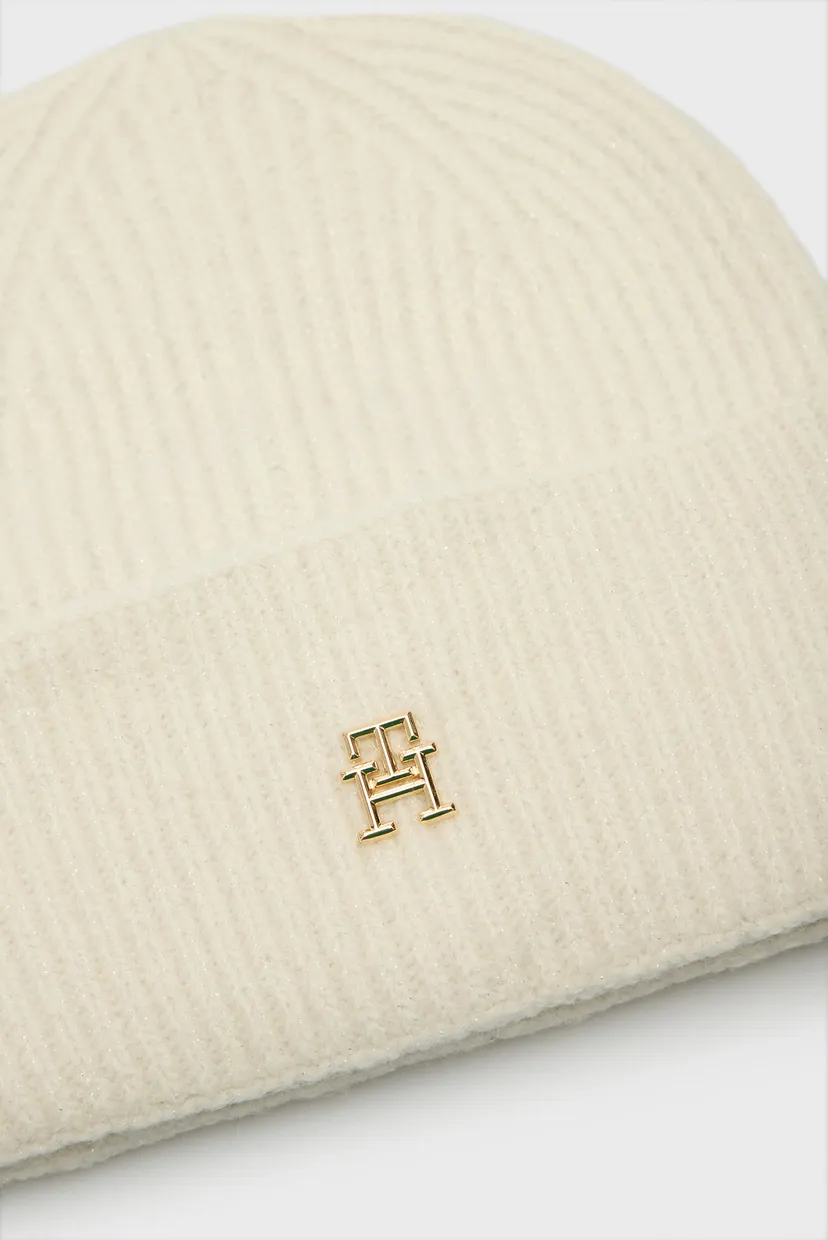 Женская белая шапка TH LUXE BEANIE 4