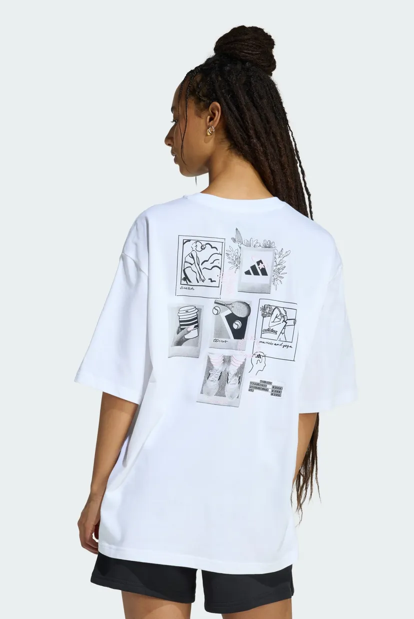 Жіноча біла футболка MINI EMBROIDERY OVERSIZED GRAPHIC 3