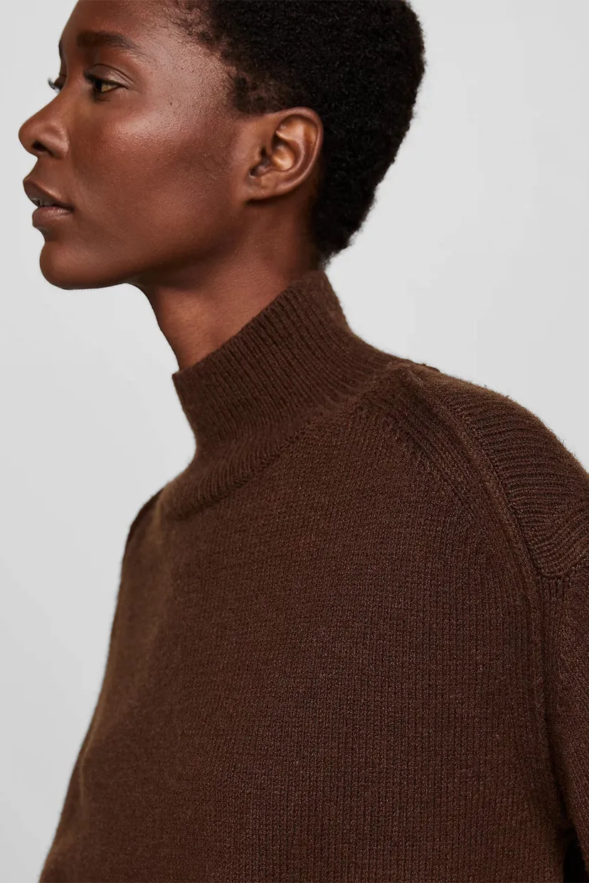 Жіночий коричневий светр WOOL BLEND MOCK-NK 4