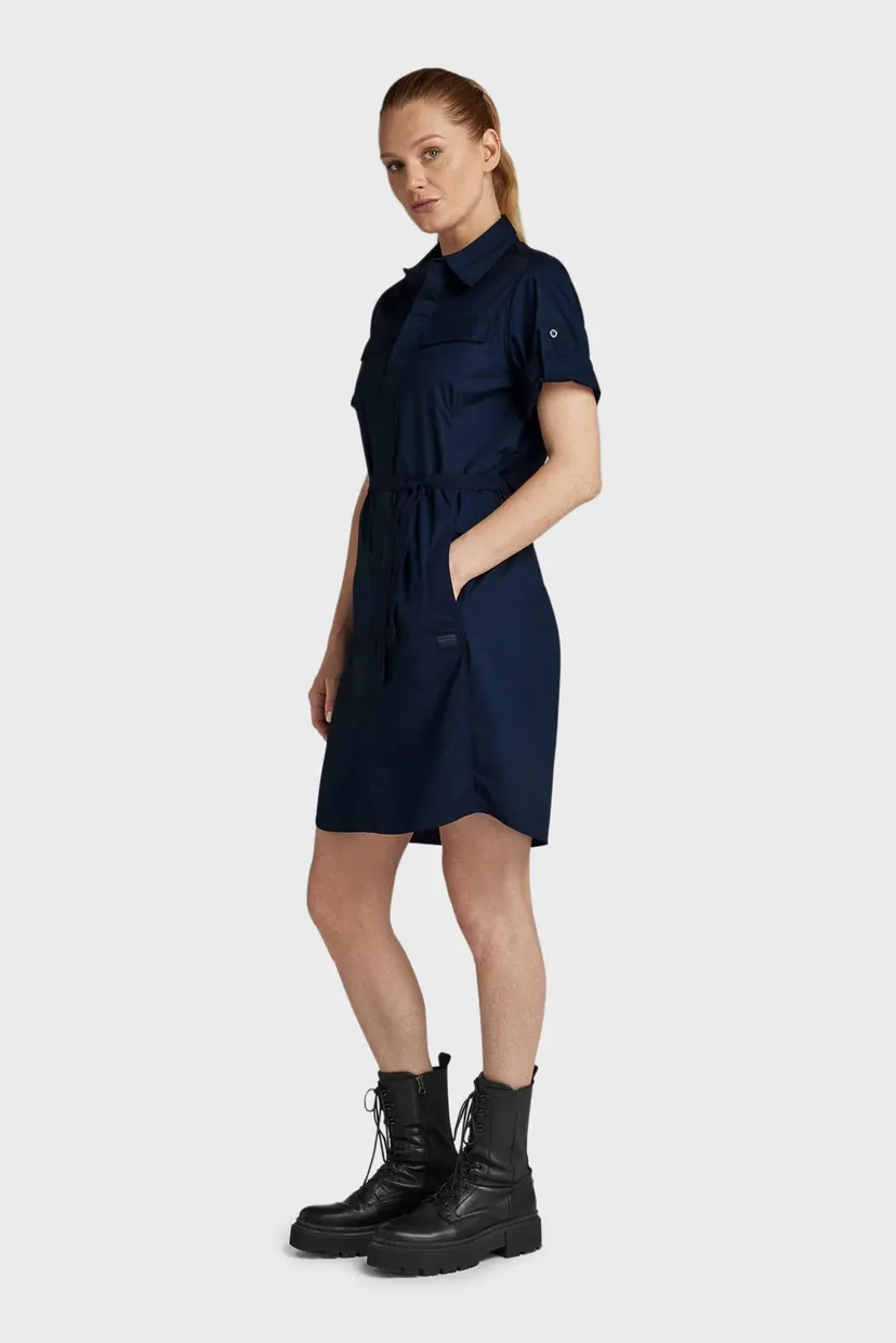 Жіноча темно-синя сукня Open back shirt dress 3