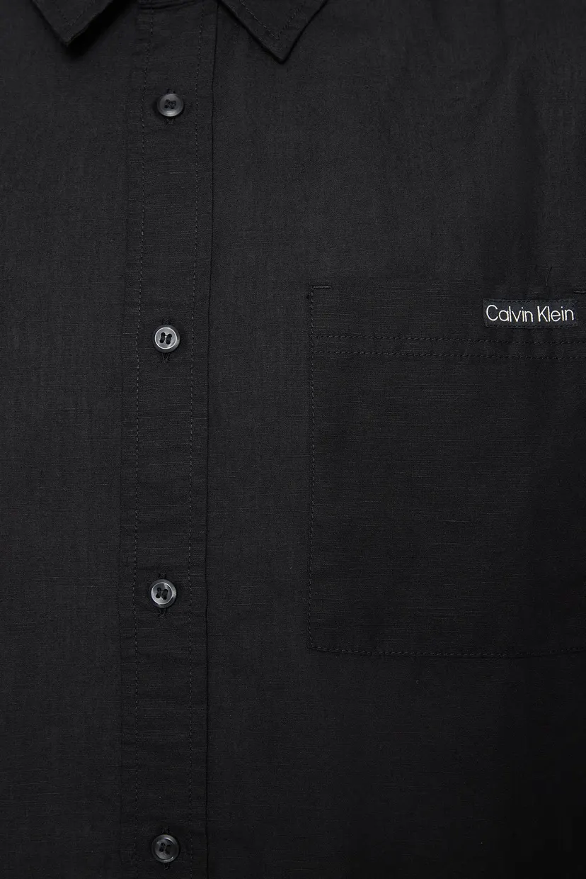 Чоловіча чорна лляна сорочка LINEN COTTON S/S SHIRT 6