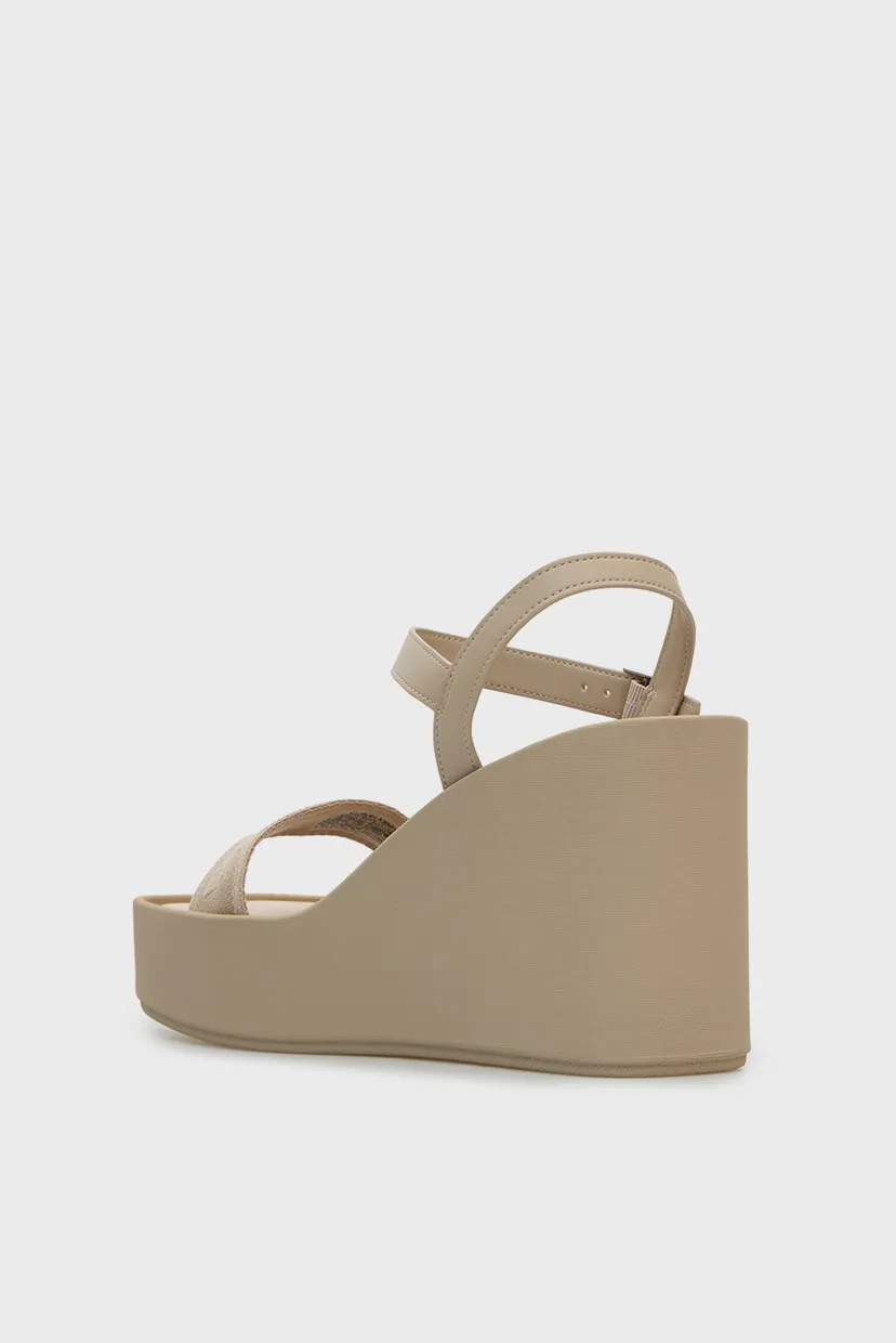 Женские бежевые босоножки WEDGE 70 WEBBING 5