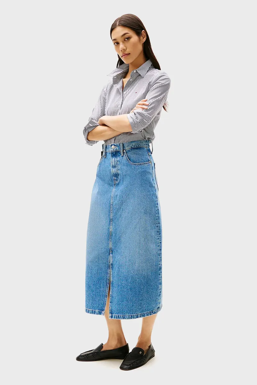 Жіноча блакитна джинсова спідниця DNM MIDI STRAIGHT HW UMA 3