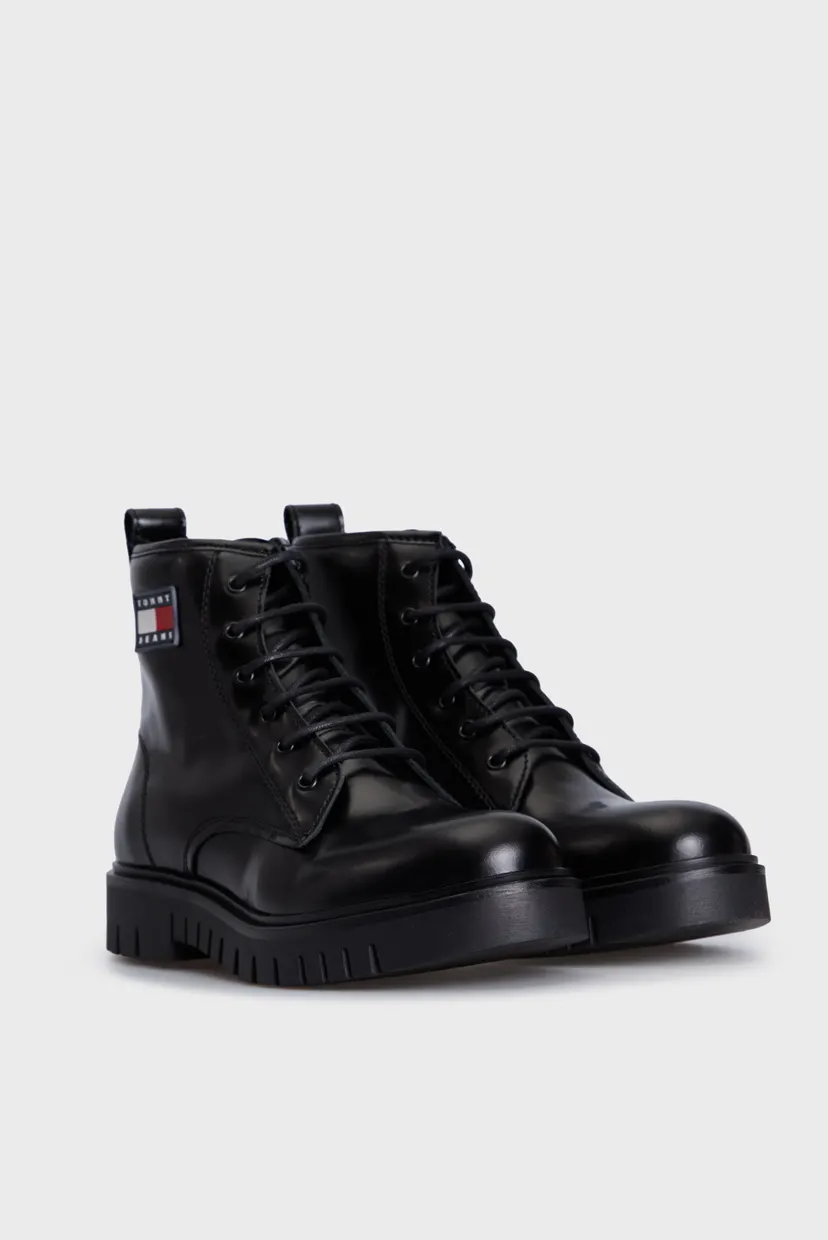 Женские черные кожаные ботинки TJW LACE UP BOOT 3