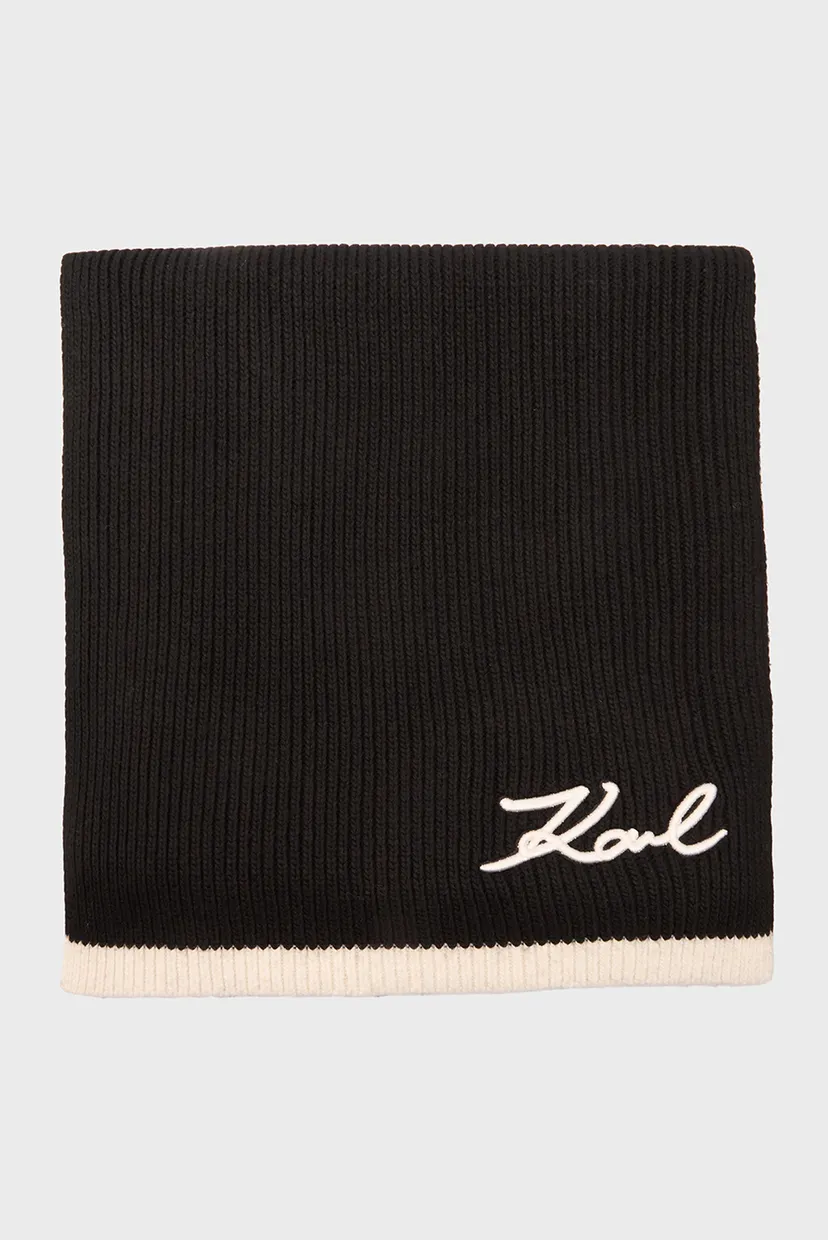 Жіночий чорний шарф K SIGNATURE KNIT SCARF 3