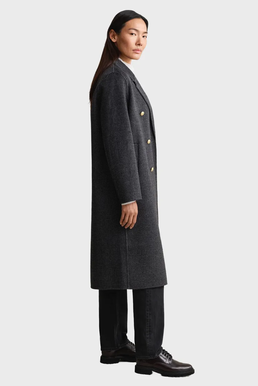 Жіноче сіре вовняне картате пальто CHECKED HANDSTITCHED COAT 3