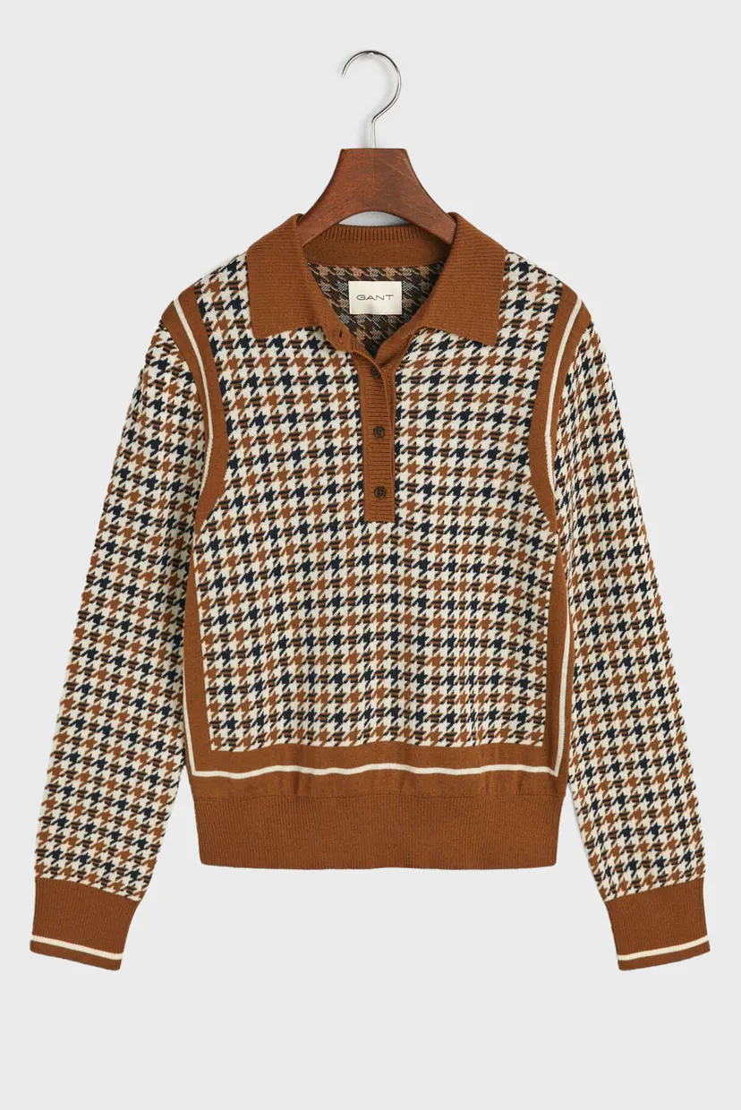 Женское шерстяное поло с узором HOUNDSTOOTH JACQUARD POLO 5