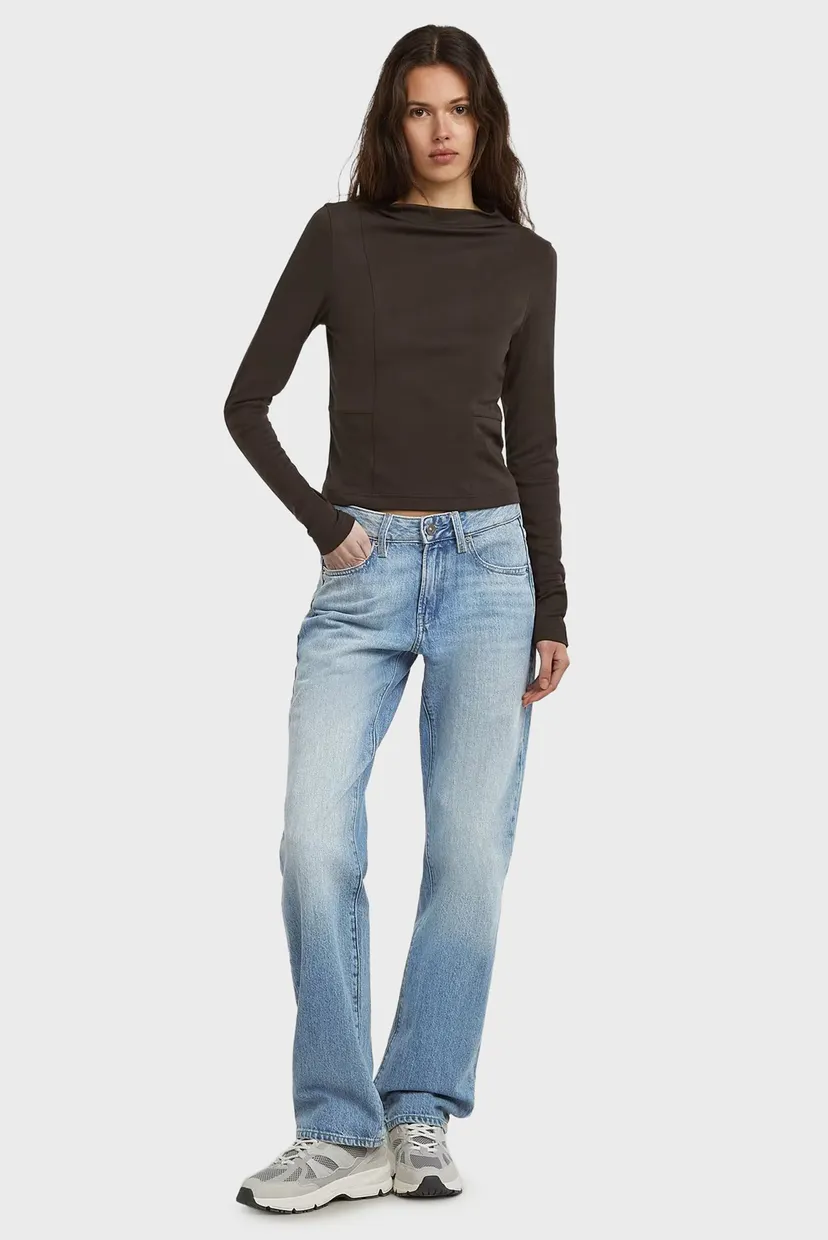 Женский коричневый лонгслив Drape jersey 4