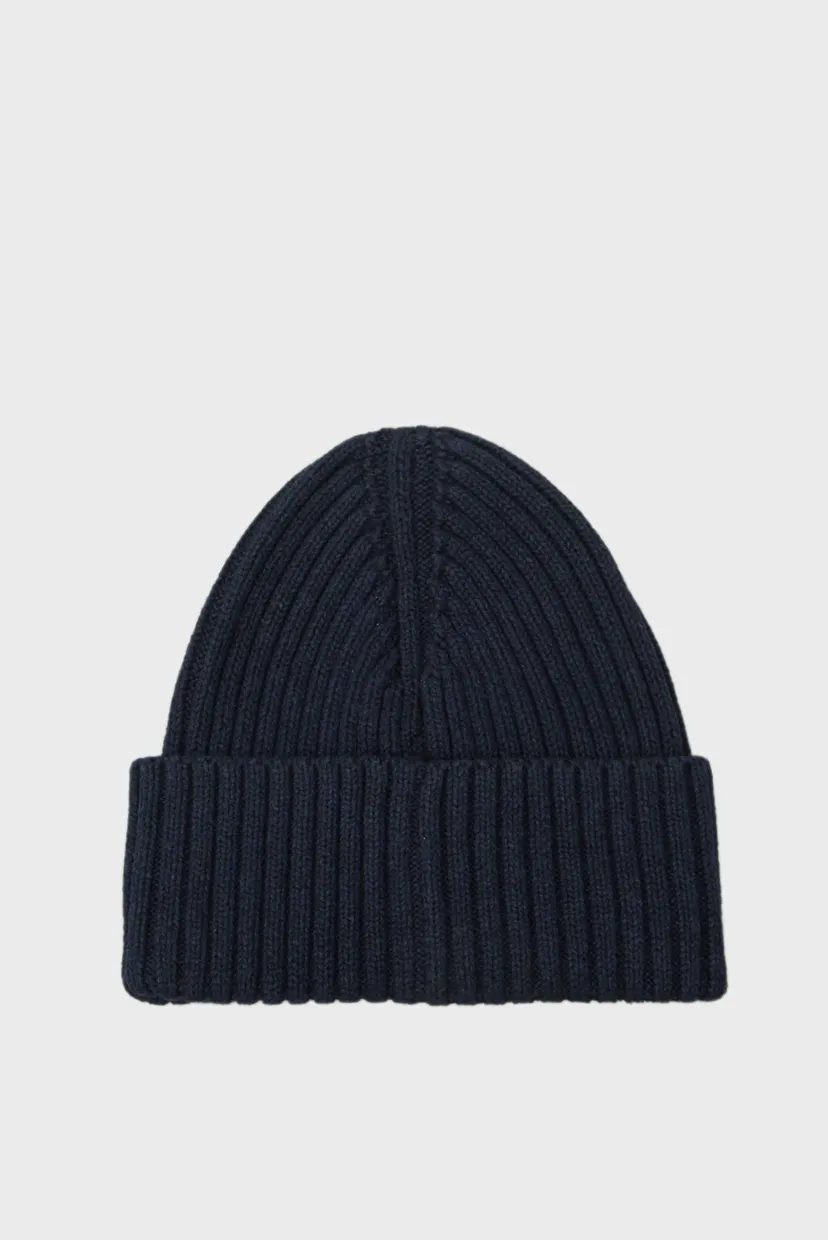 Мужская темно-синяя шапка TH MONOTYPE PATCH COTTON BEANIE 3