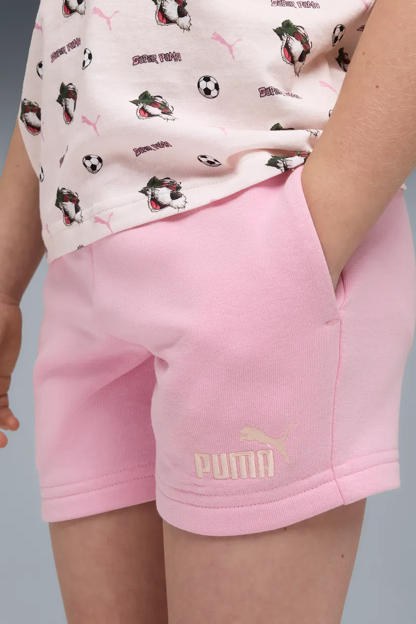 Детский розовый набор одежды с узором (футболка, шорты) Super PUMA Printed Tee and Shorts Set Kids 3