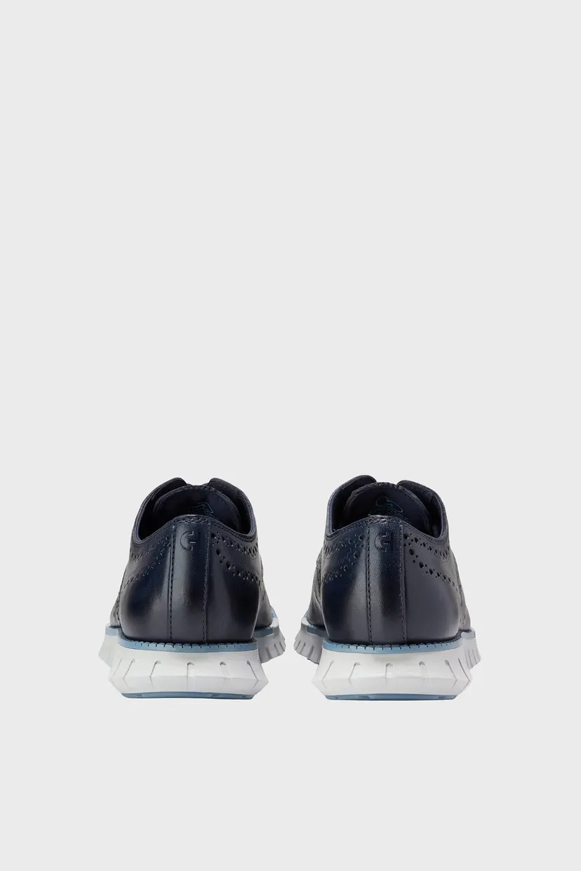 Мужские темно-синие кожаные броги ZERØGRAND Remastered Wingtip Oxford 3