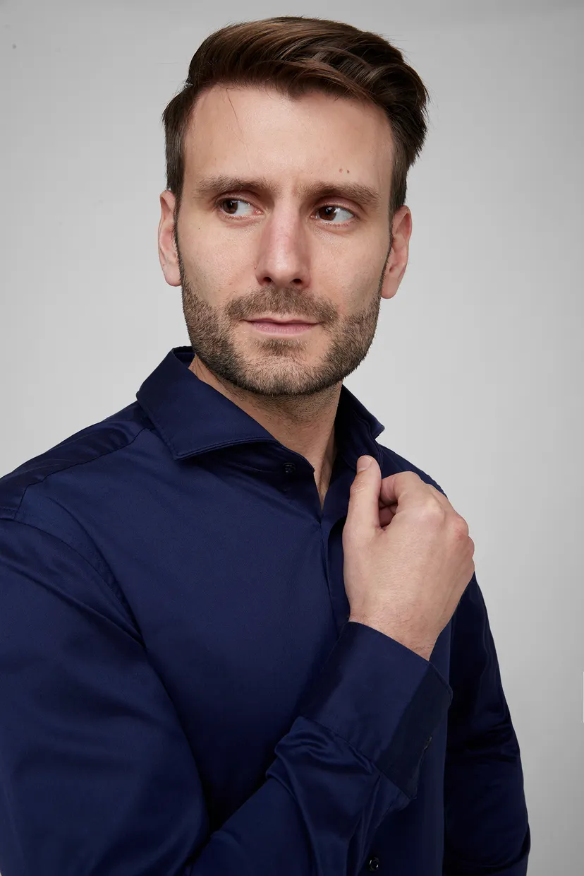 Чоловіча темно-синя сорочка SLIM FIT 4