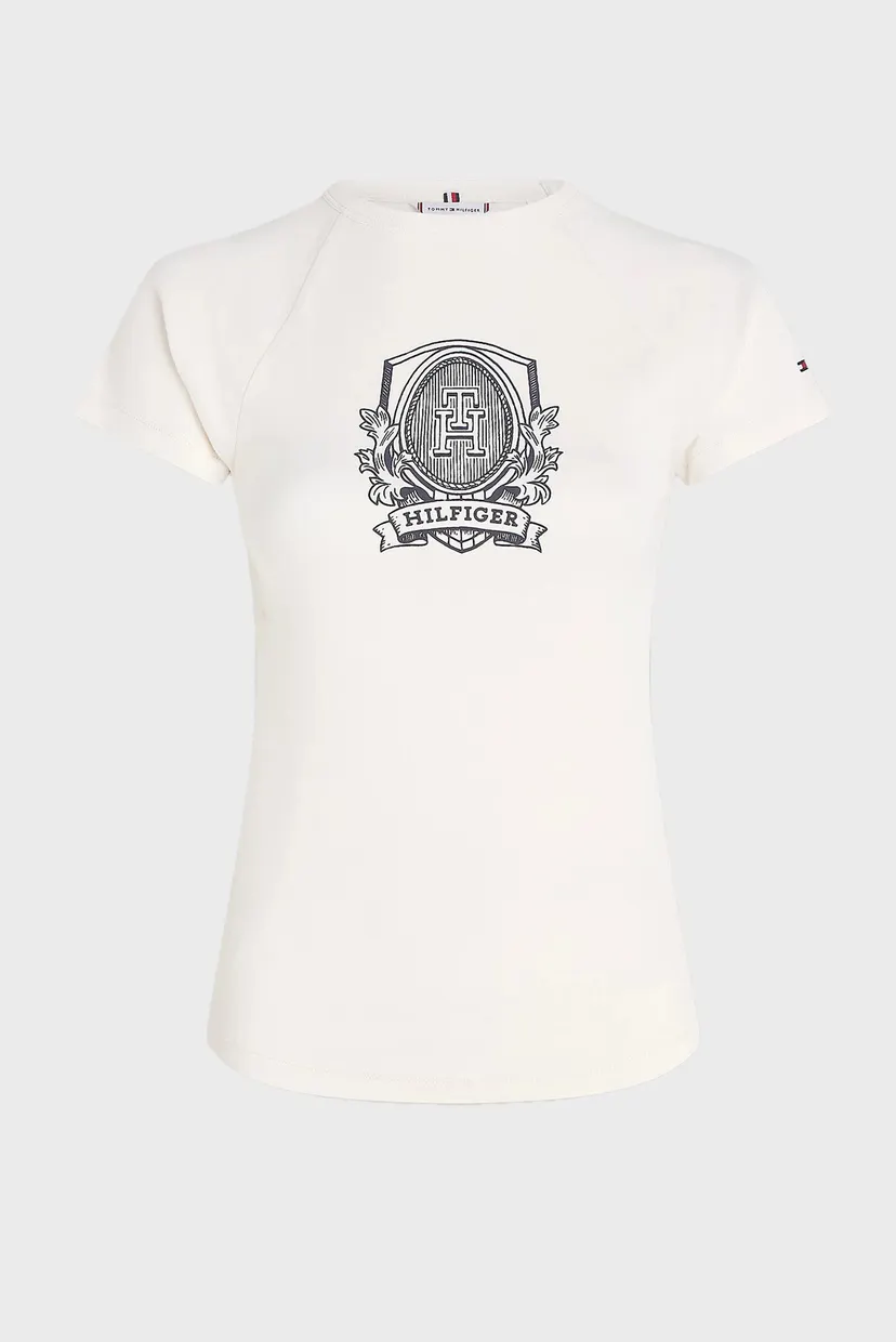 Жіноча біла футболка SLIM RAGLAN CREST C-NK SS 5