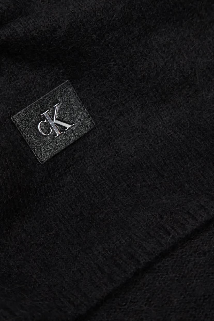 Женский черный шерстяной шарф MINIMAL MONOGRAM TEXTURED SCARF 3