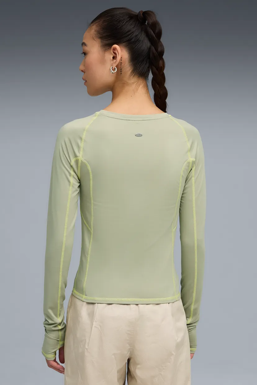 Женский оливковый лонгслив YONA Tight Long Sleeve Top Women PUMA