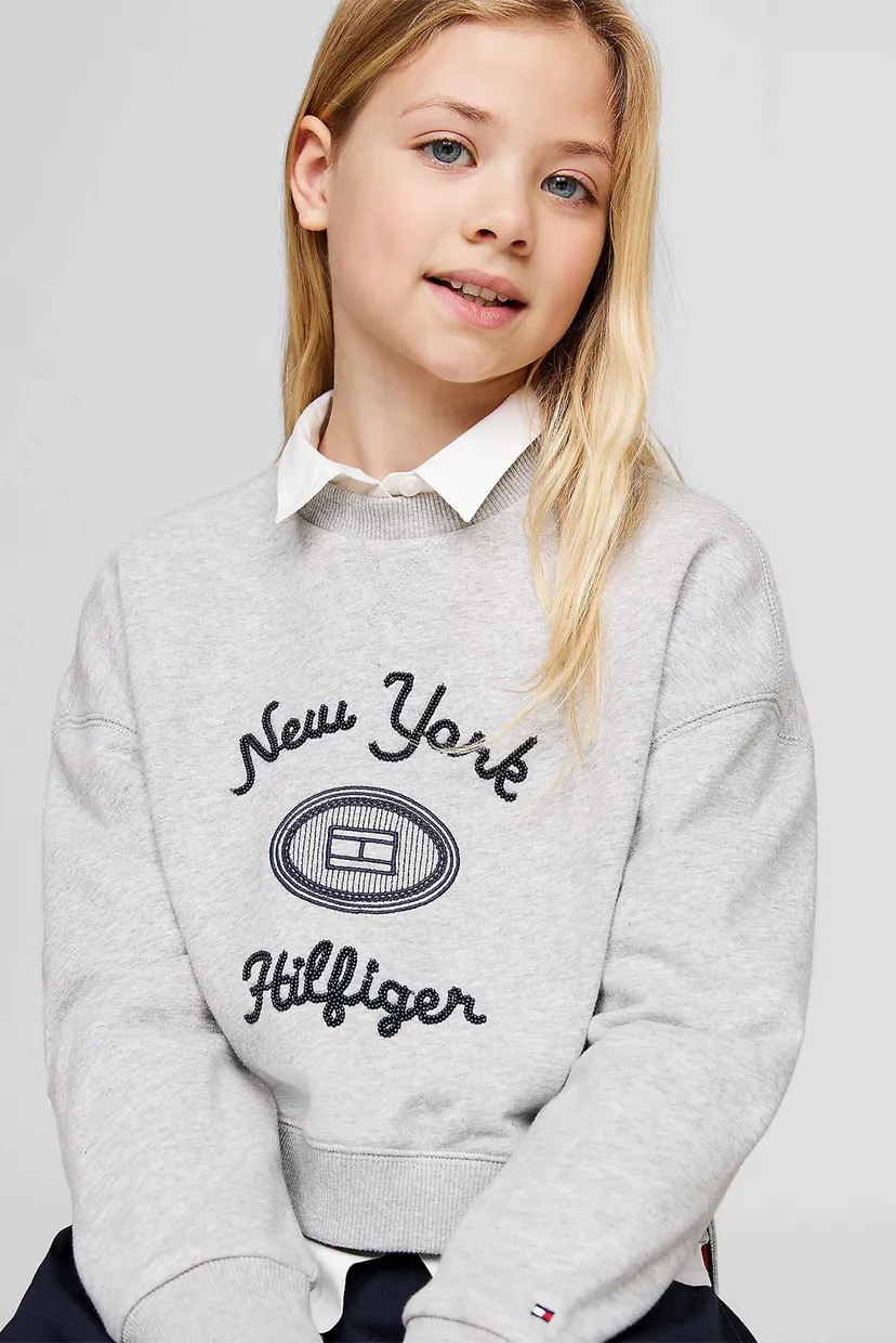 Дитячий світло-сірий світшот HILFIGER NY EMBROIDERED CREWNECK 4