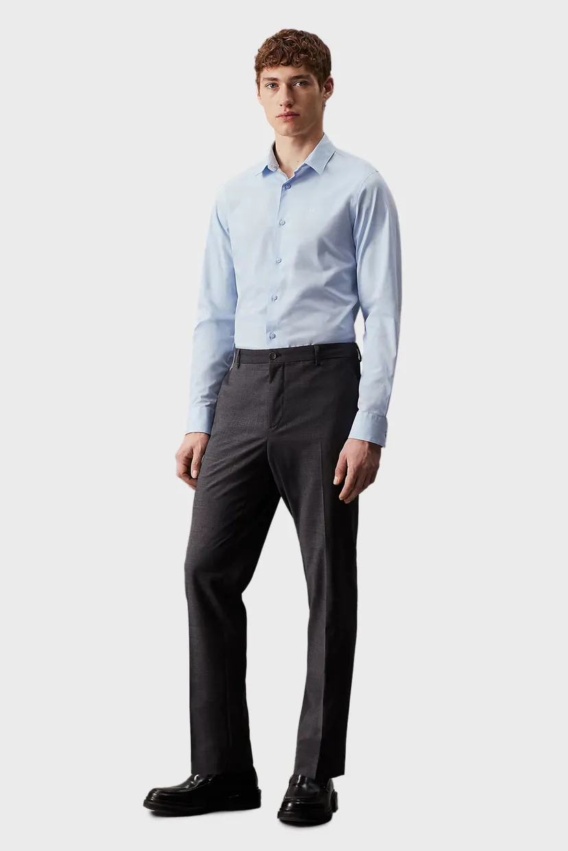 Мужская голубая рубашка POPLIN STRETCH SLIM 3