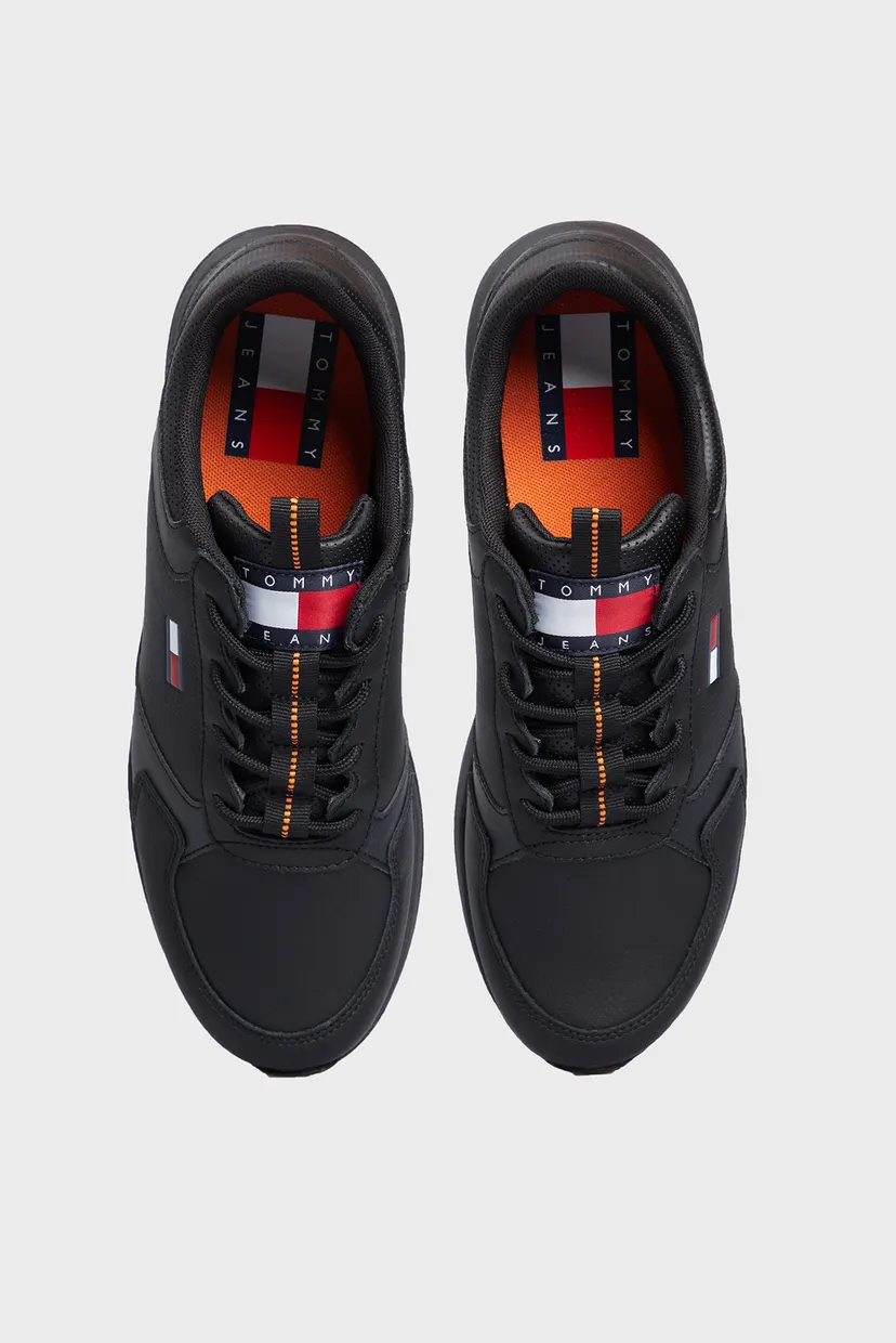 Мужские черные кожаные кроссовки TOMMY JEANS FLEXI RUNNER 4