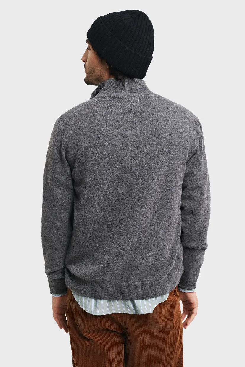 Чоловчий сірий вовняний кардиган SUPERFINE LAMBSWOOL ZIP 3