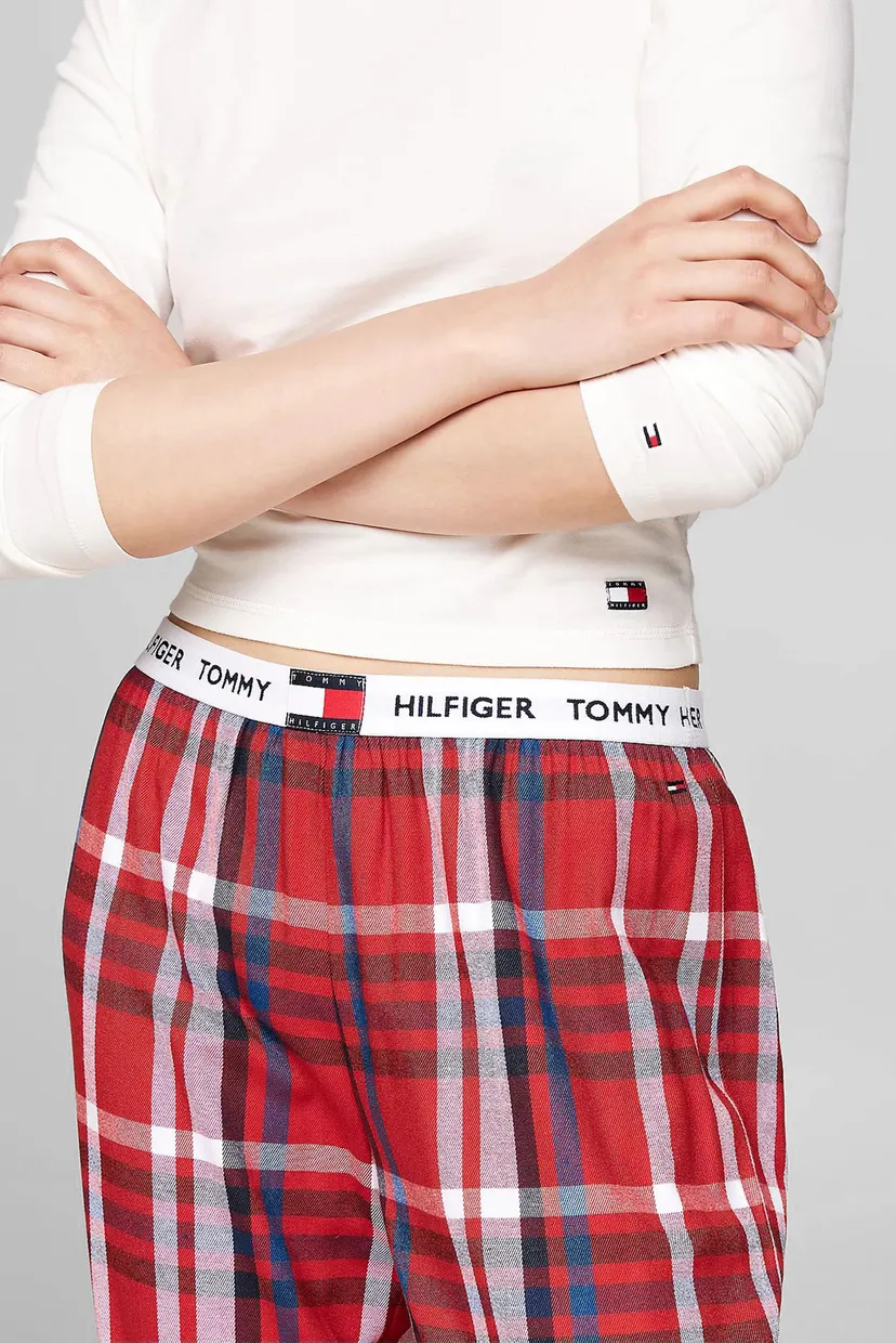 Жіночі червоні картаті брюки FLANNEL CUFFED PANT 4