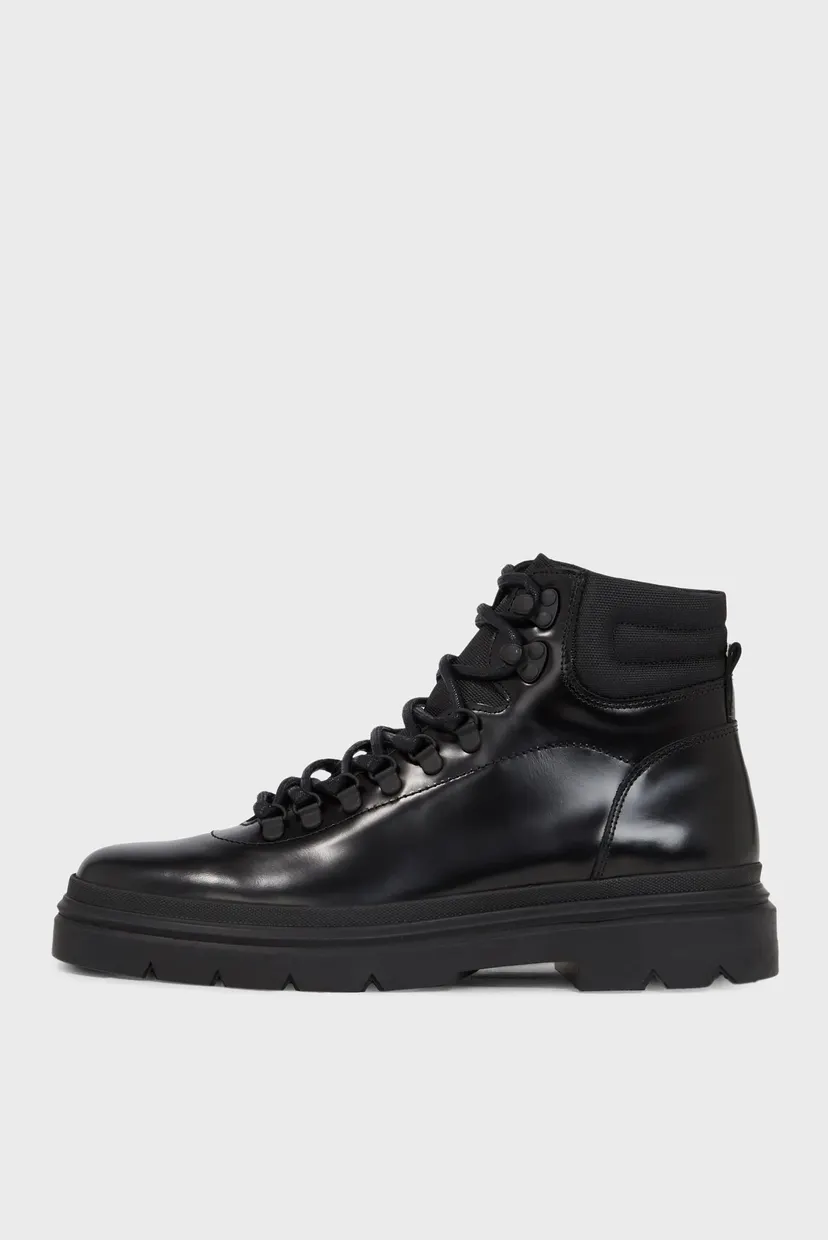 Чоловічі чорні шкіряні хайкери LACE UP BOOT 3