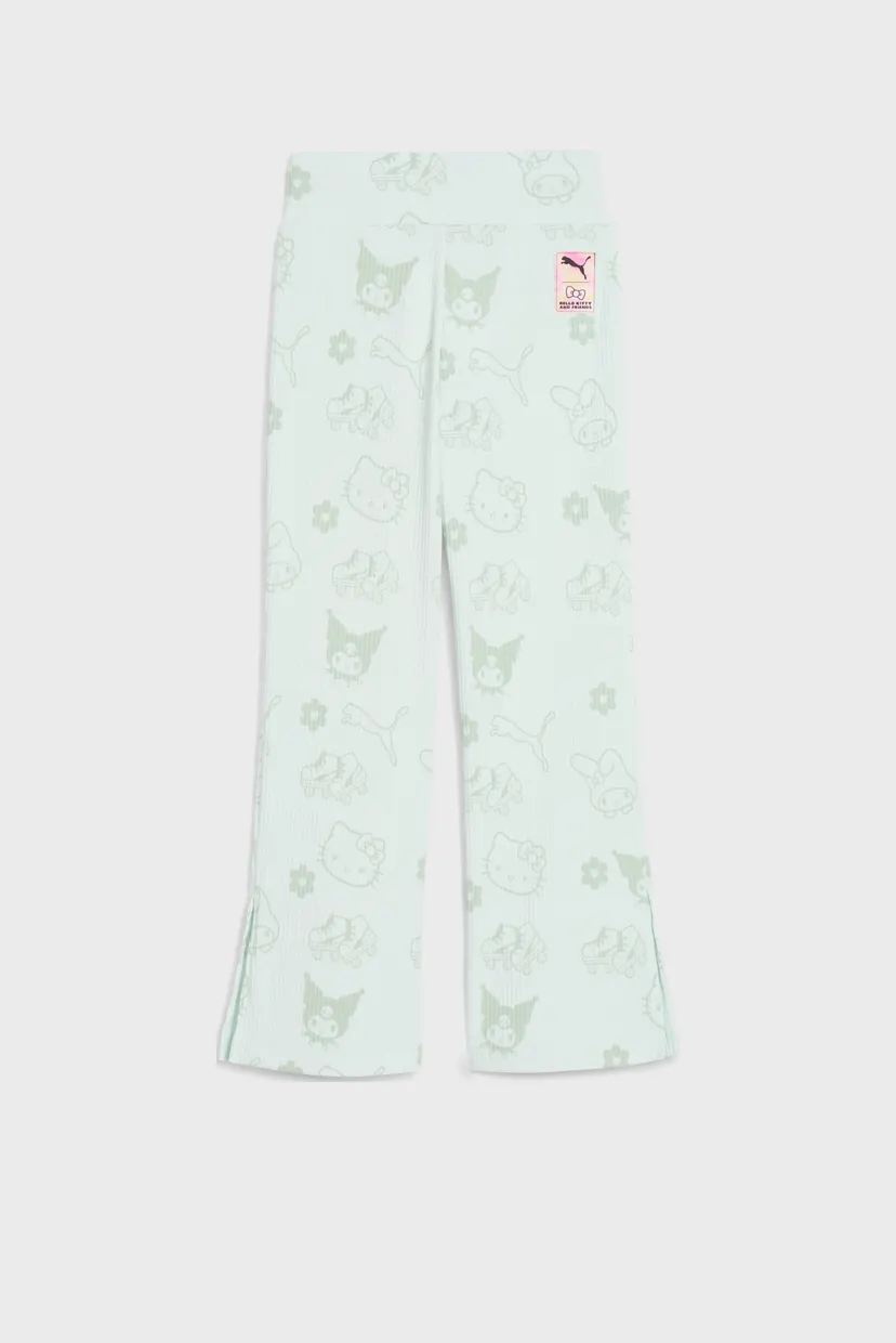 Детские мятные тайтсы с узором PUMA x HELLO KITTY & FRIENDS Ribbed Flared Leggings Kids 5