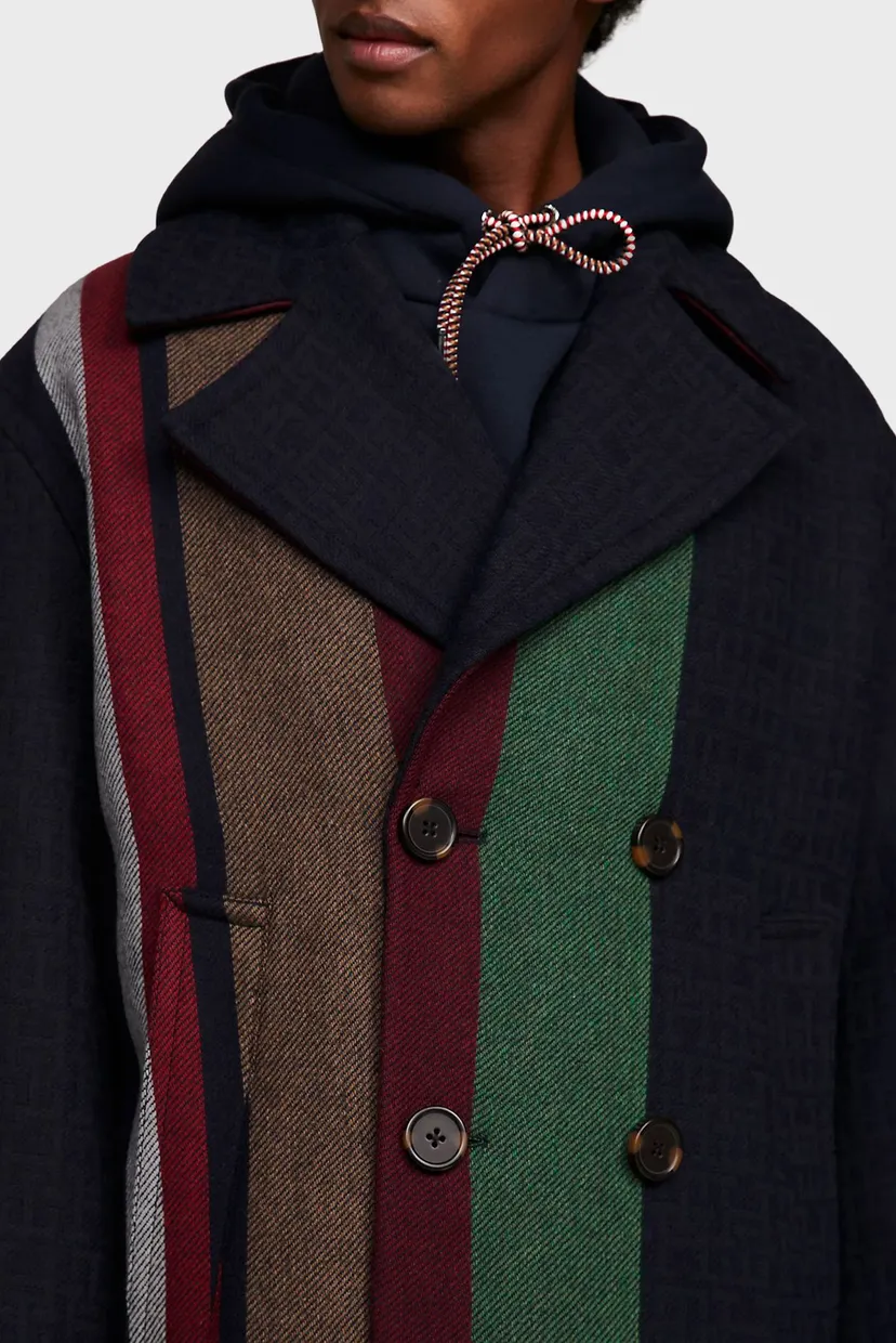 Темно-синее пальто с узором Tommy x Pendleton (унисекс) 3