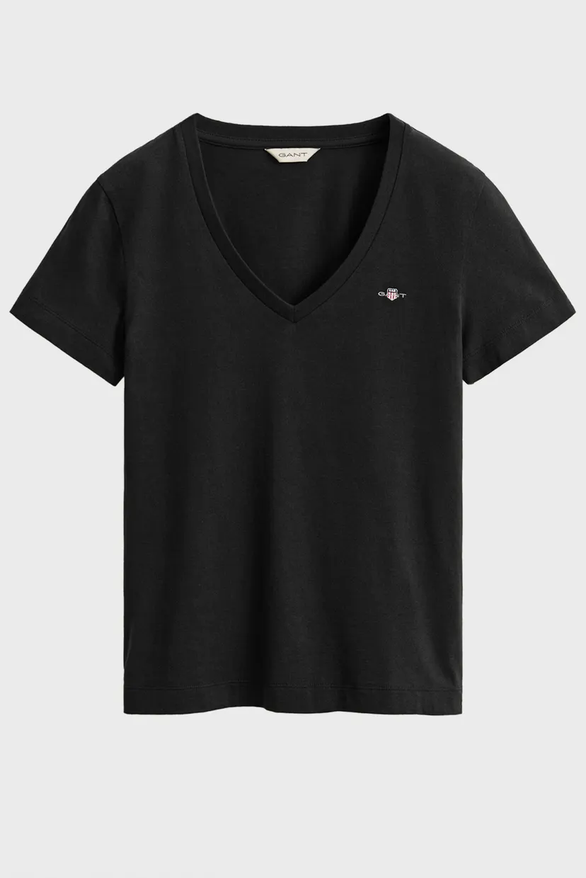 Жіноча чорна футболка V-NECK 5