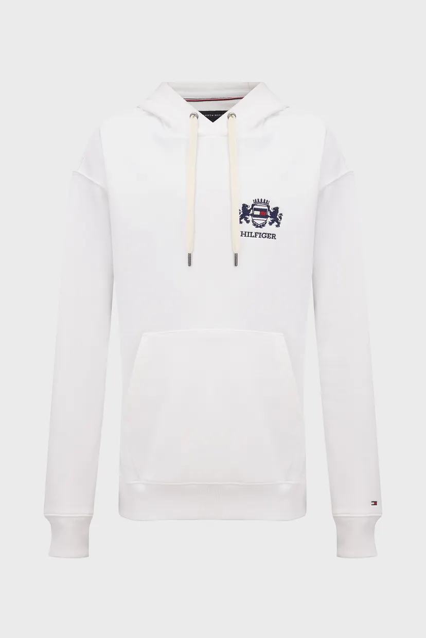 Мужское белое худи HILFIGER SMALL CREST 5