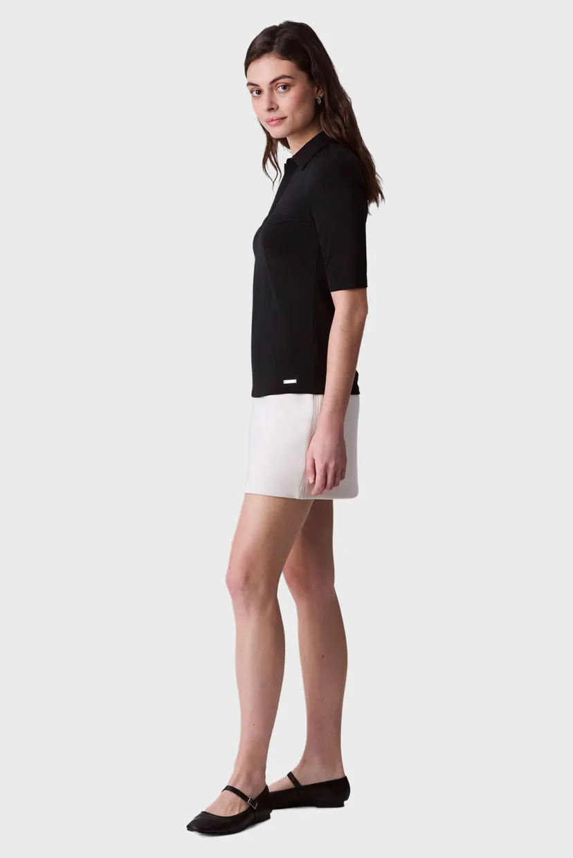Женское черное поло HS CREPE JERSEY POLO 3