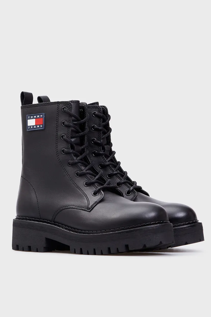 Женские черные кожаные ботинки TJW URBAN LACE UP BOOT 3