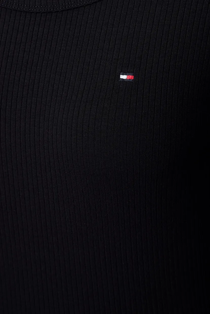 Жіночий чорний лонгслів SLIM 5X2 RIB O-NK LS 5