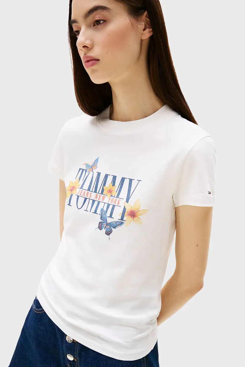 Женская белая футболка TJW SLIM TJ BUTTERFLY 4