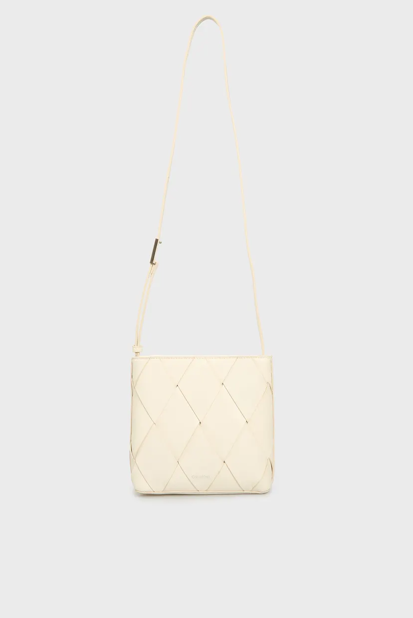 Жіноча біла сумка CK WOVEN SQUARE CROSSBODY 3