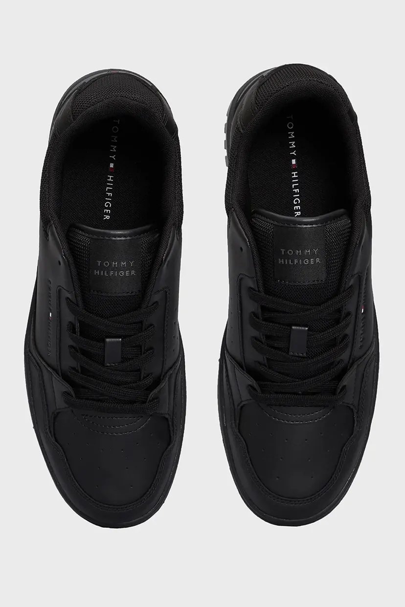 Чоловічі чорні шкіряні снікерcи TH BASKET CORE LEATHER ESS 4