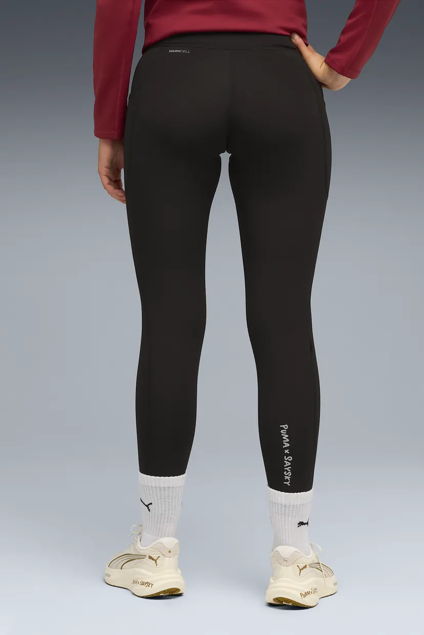 Женские черные тайтсы PUMA x SAYSKY Women's Running Fleece Tights 3