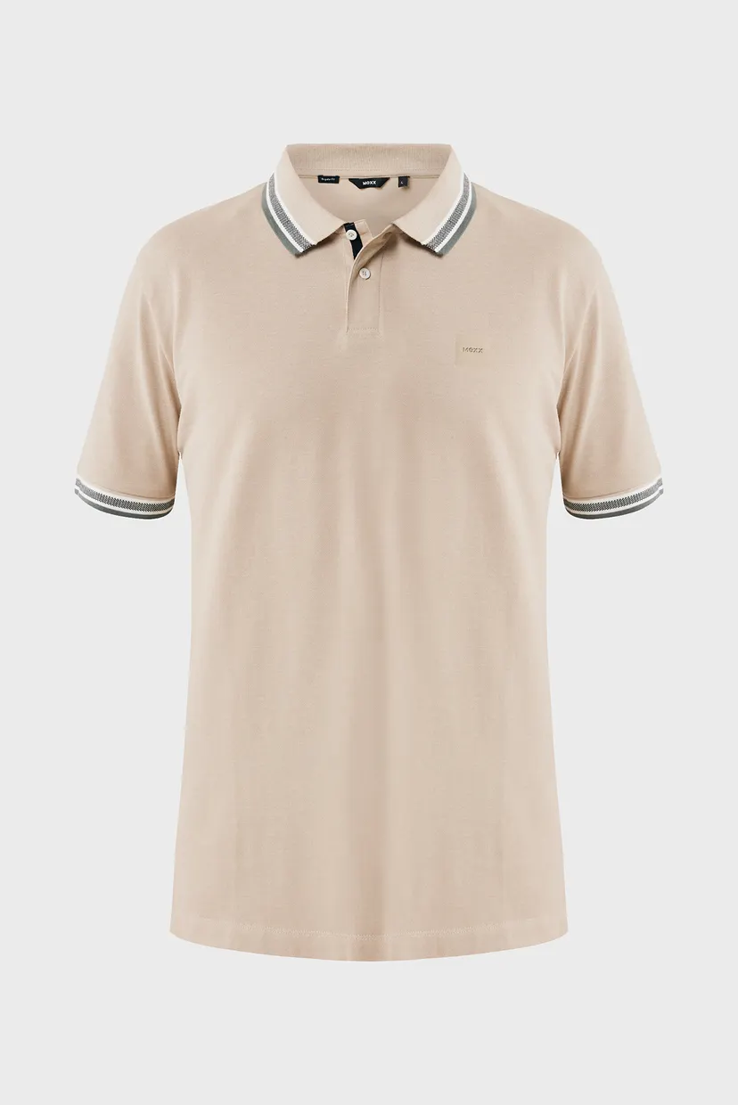 Мужское бежевое поло Tipping polo regular fit 5