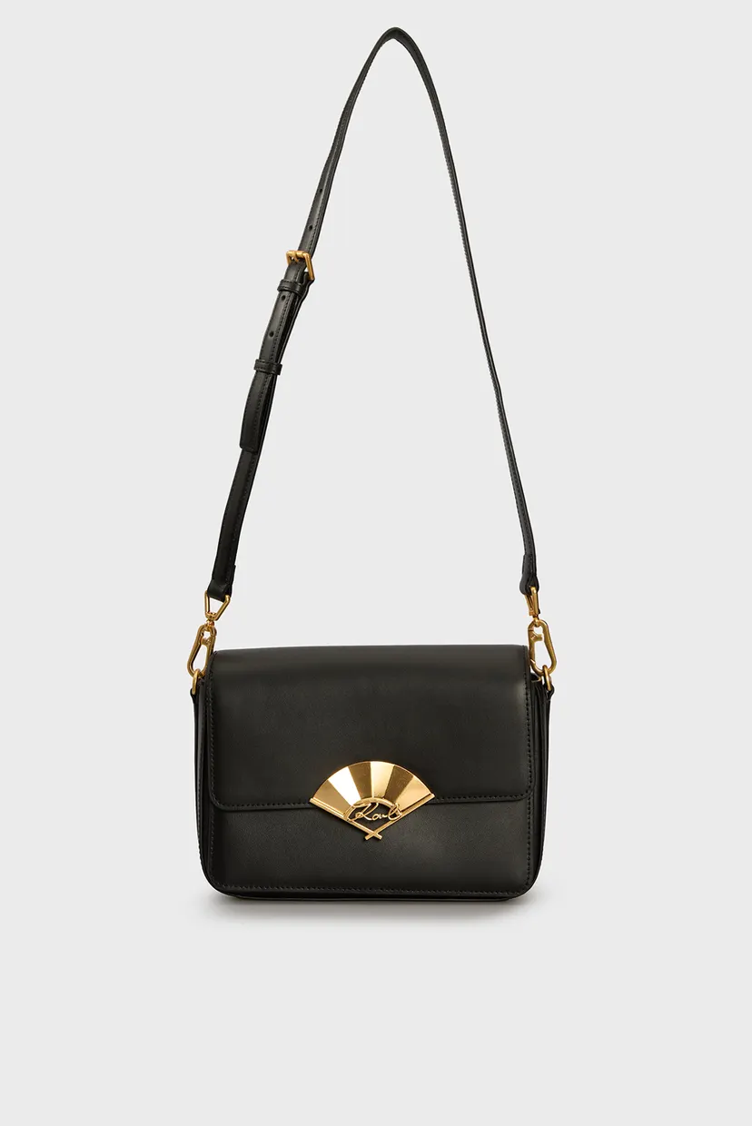 Жіноча чорна шкіряна сумка k signature fan md crossbody 5