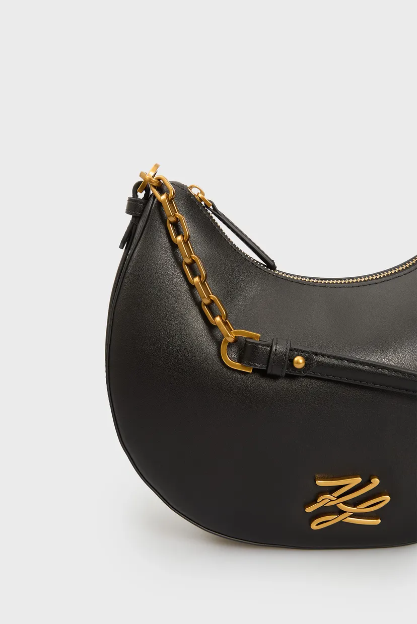 Жіноча чорна шкіряна сумка AUTOGRAPH MOON SHOULDER BAG 6