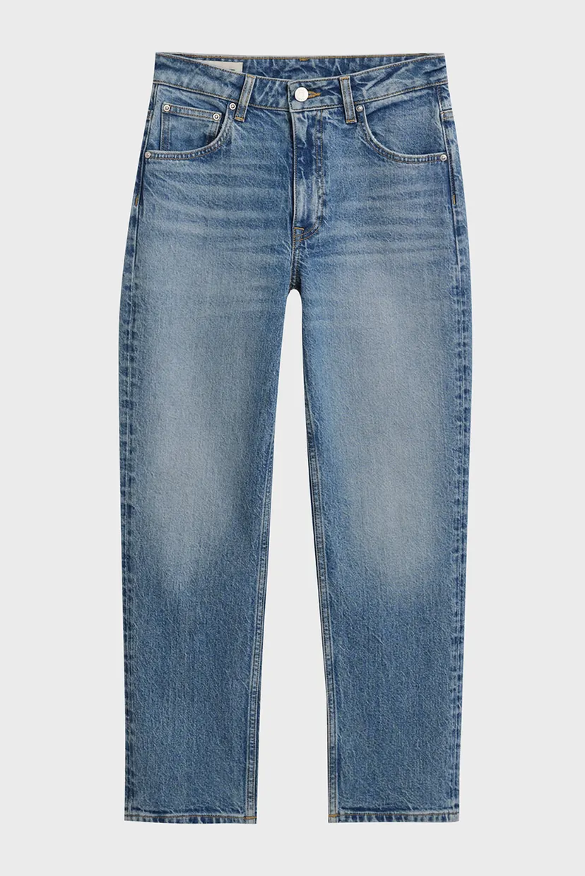 Женские голубые джинсы STRAIGHT CROPPED JEANS 5