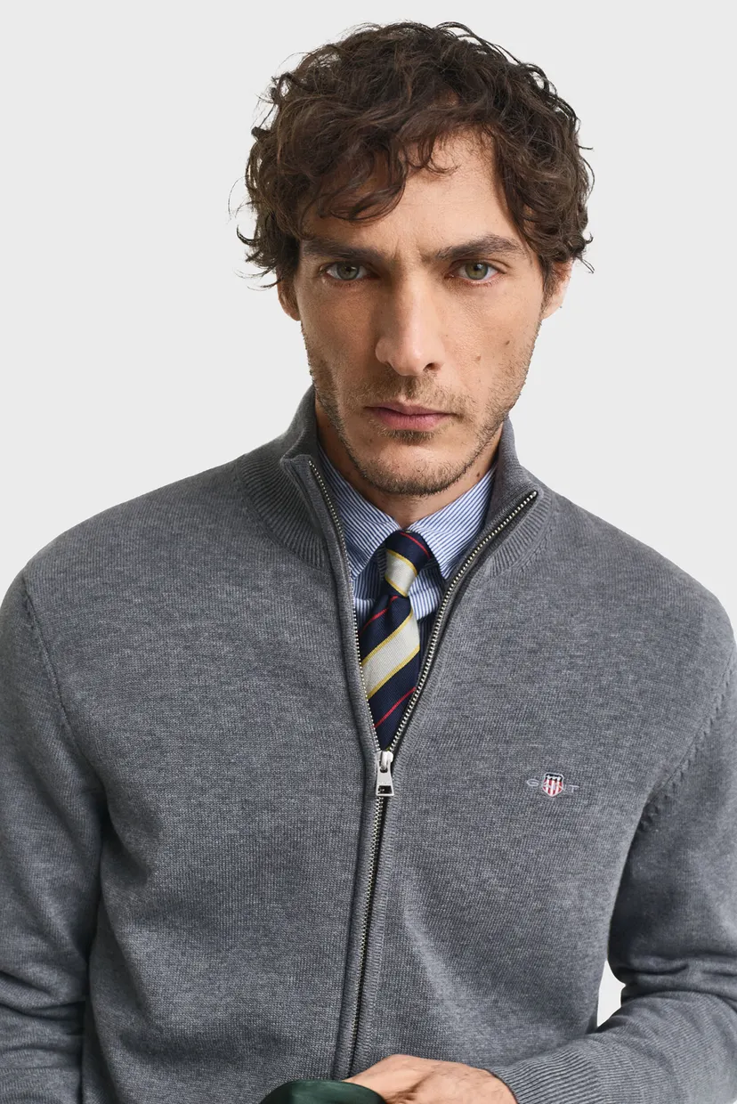 Чоловічий сірий кардиган CASUAL COTTON ZIP 4