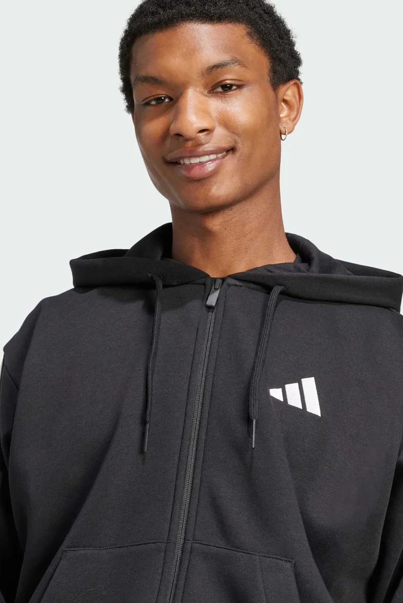 Чоловіче чорне худі Essentials 3-Stripes Fleece 4