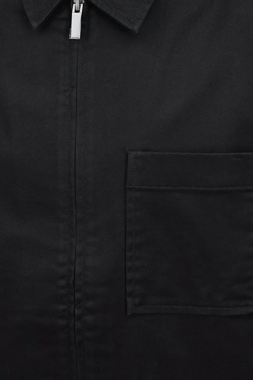 Мужская черная рубашка STRETCH SATEEN ZIP 6